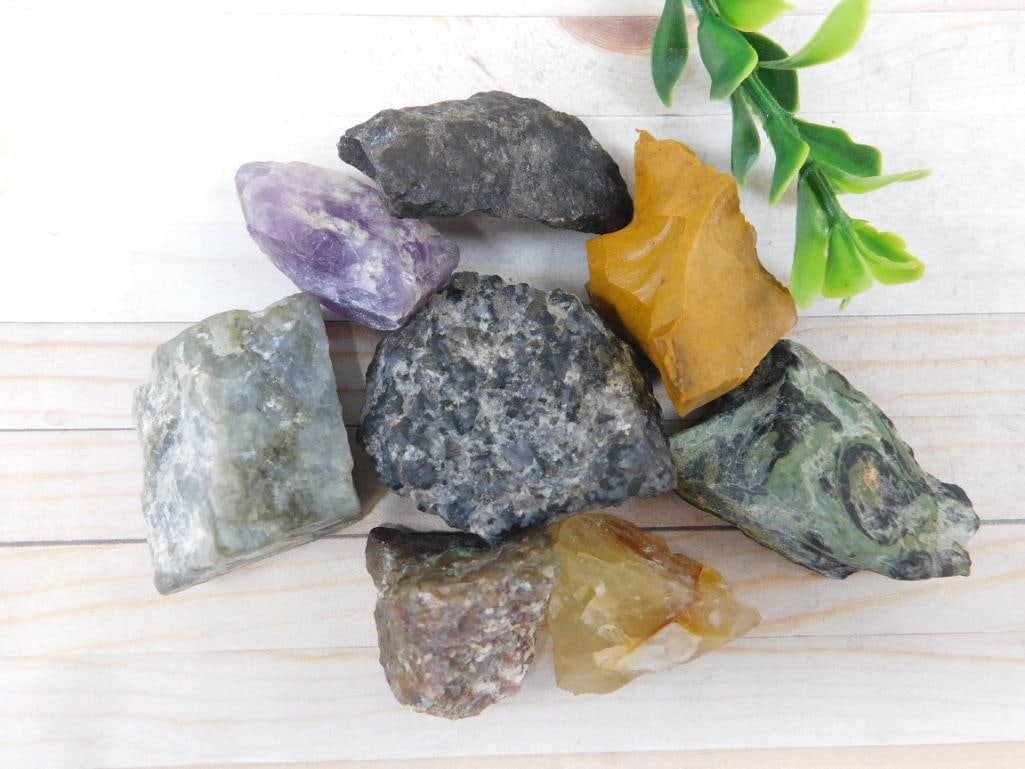 MIXED ROUGH ROCK ROCK STONE LAPIDARY SPECIMEN - ASSORTED NATURAL ROUGH FOR ROCKHOUNDS & CRAFTERS: An assortment of natural rough rock perfect for rockhounds who enjoy sorting, slabbing, or shaping their own stone. Each piece is untouched material straight from the rough pile. See photos for exact 