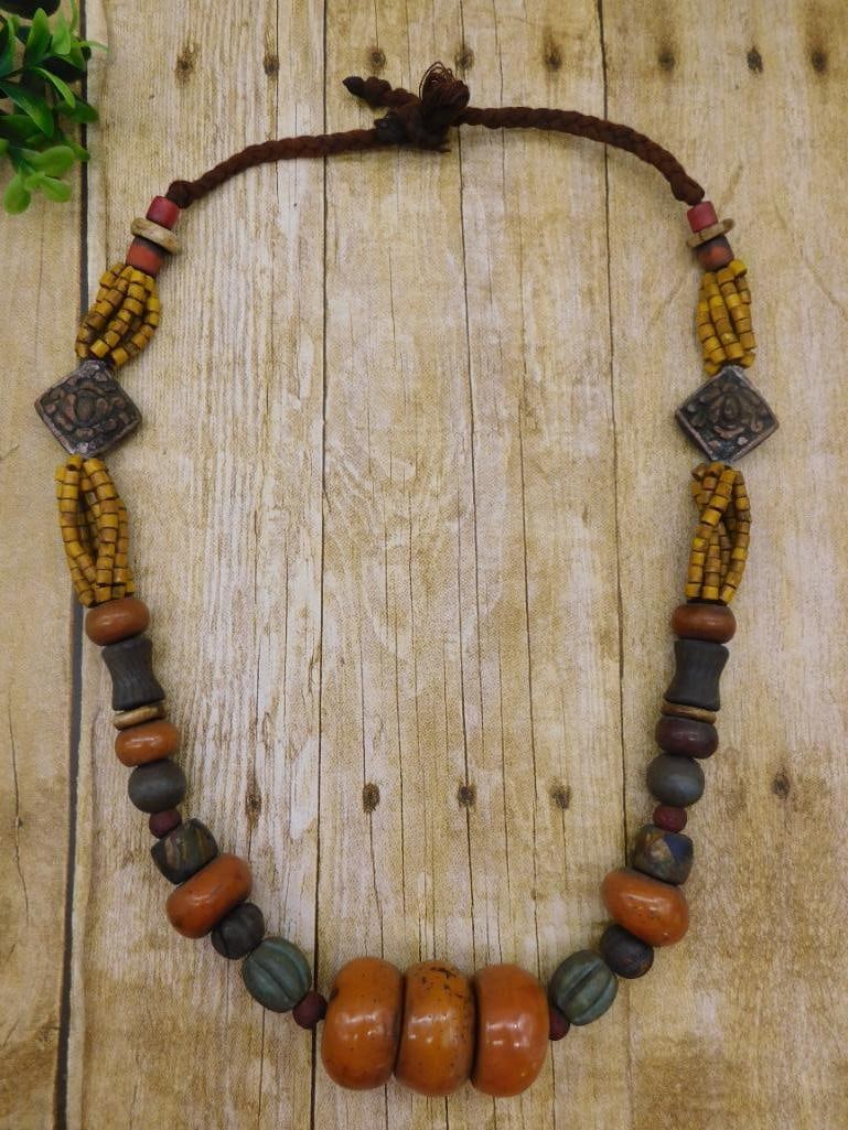 AFRICAN TRADE BEADS ROCK STONE LAPIDARY SPECIMEN - COLLECTIBLE TRADE BEADS FOR BEAD COLLECTORS