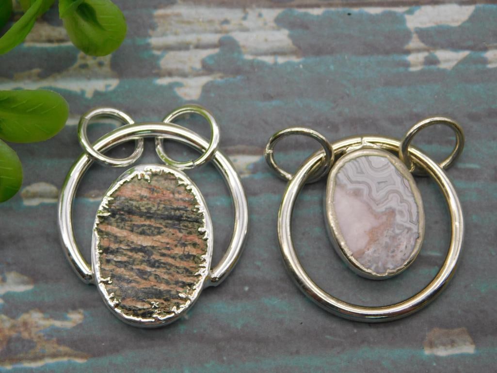 GENUINE STONE PENDANTS ROCK STONE LAPIDARY SPECIMEN - NATURAL GEMSTONE JEWELRY PIECES