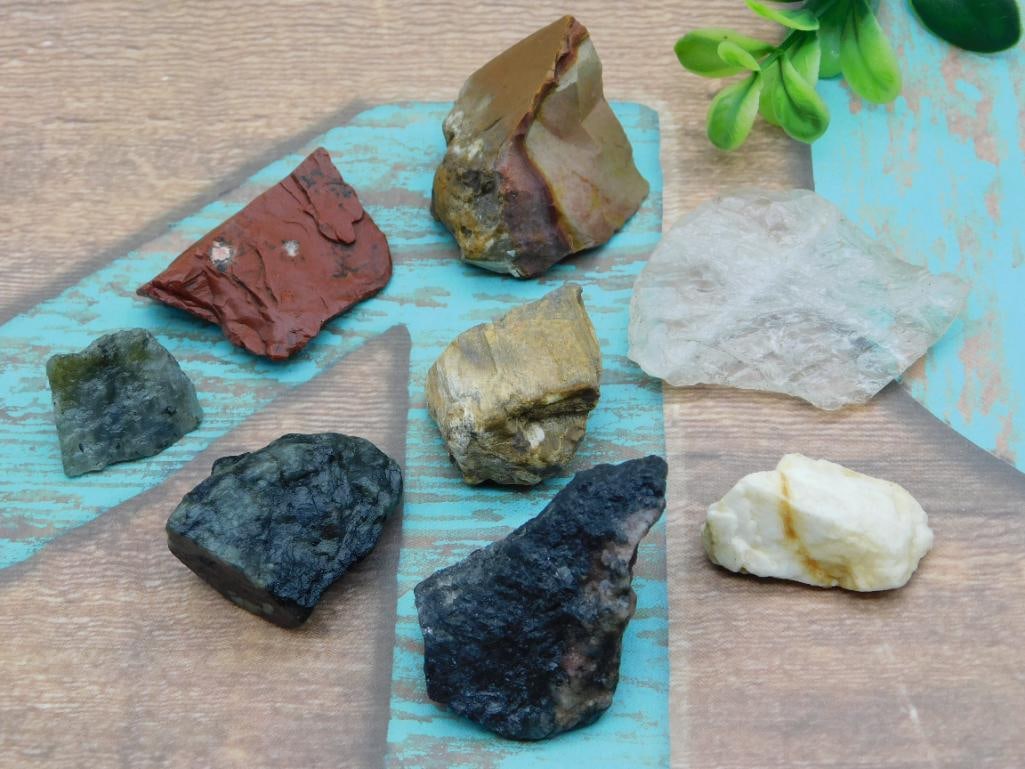 MIXED ROUGH ROCK STONE LAPIDARY SPECIMEN LOT - RAW CABBING MATERIAL FOR COLLECTORS