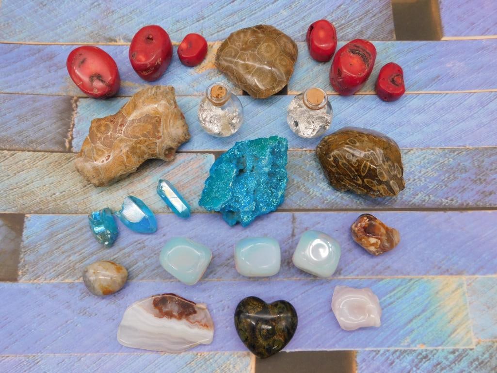 MIXED LOT ROCK STONE SPECIMEN LAPIDARY COLLECTION - ASSORTED ROCKHOUND GROUPING