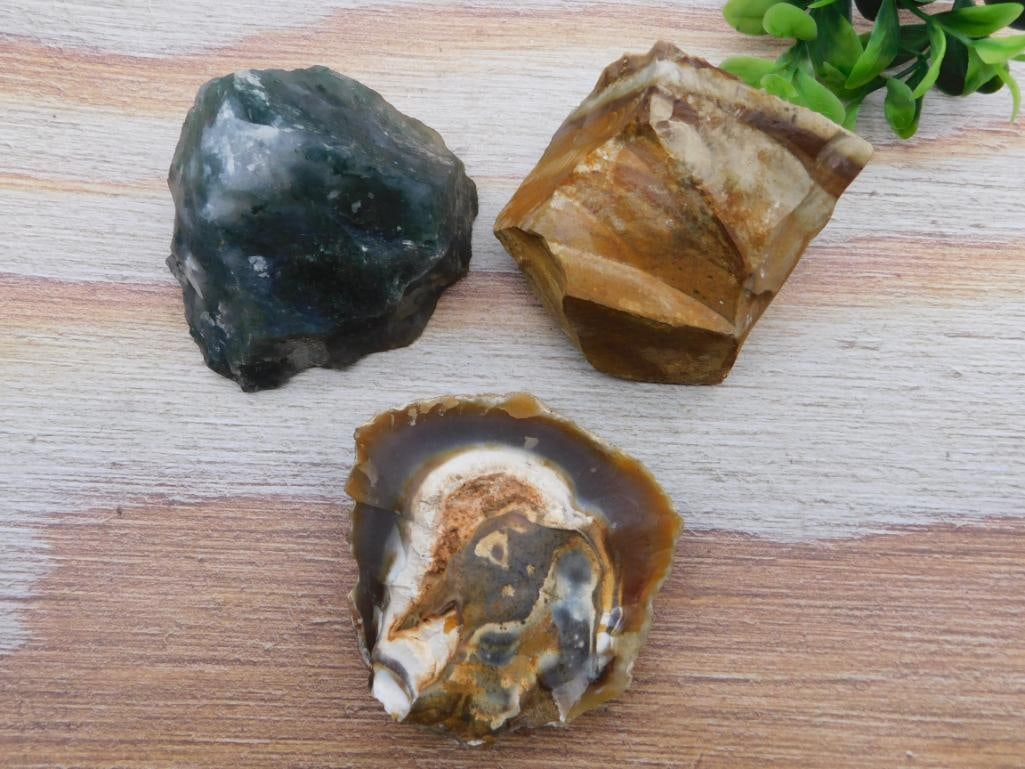 MIXED ROUGH ROCK ASSORTMENT NATURAL LAPIDARY SPECIMEN - RAW CUTTING ROUGH FOR COLLECTORS