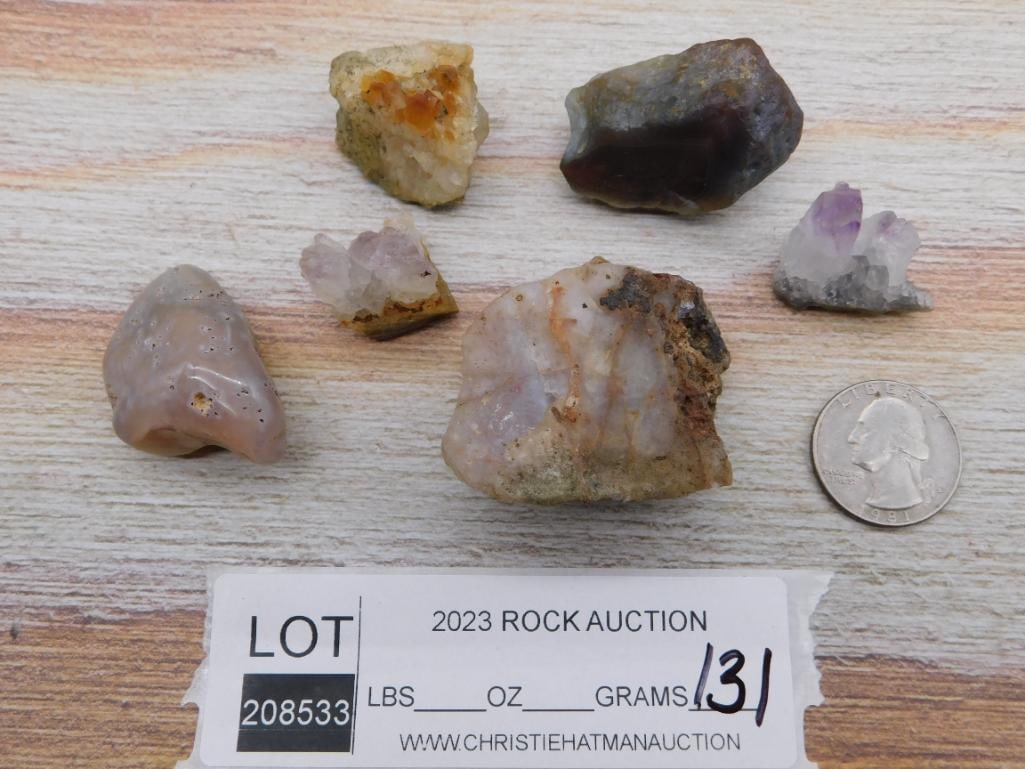 MIXED ROUGH ROCK NATURAL STONE LAPIDARY SPECIMEN - COLLECTOR CABBING ROUGH LOT: This natural rough rock lot brings together a mix of stone types suited for cabbing, tumbling, or simple display in a rock collection. Collectors and lapidary artists will enjoy sorting through the va