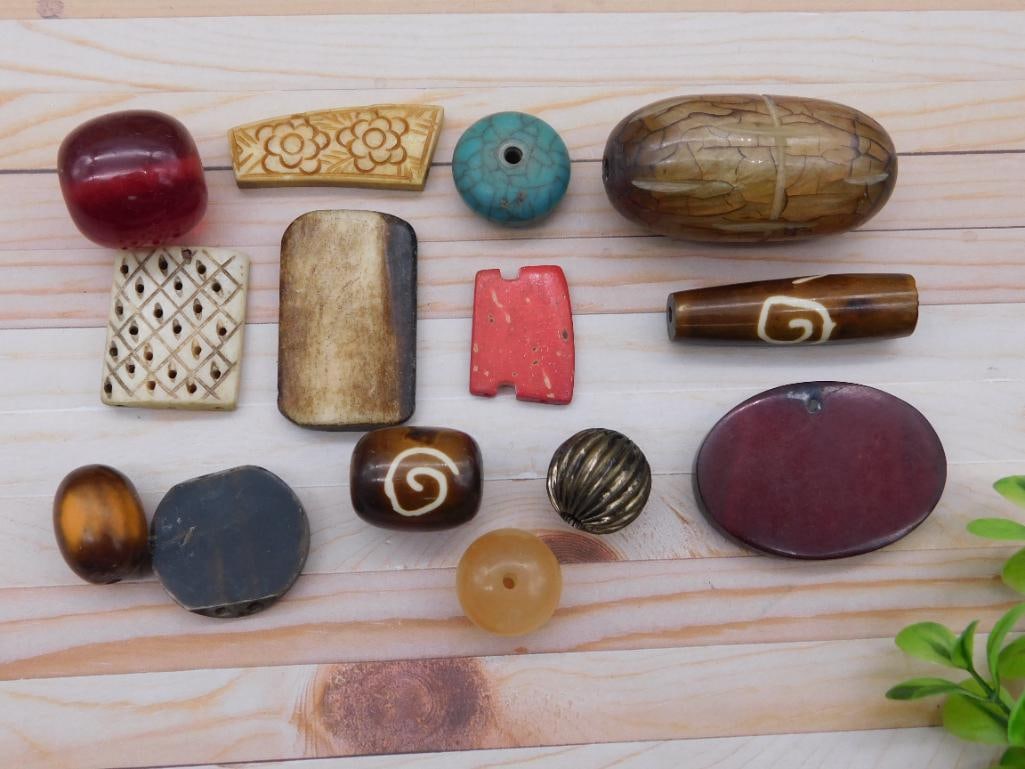 AFRICAN TRADE BEADS ROCK STONE LAPIDARY SPECIMEN NATURAL COLLECTOR BEAD JEWELRY LOT