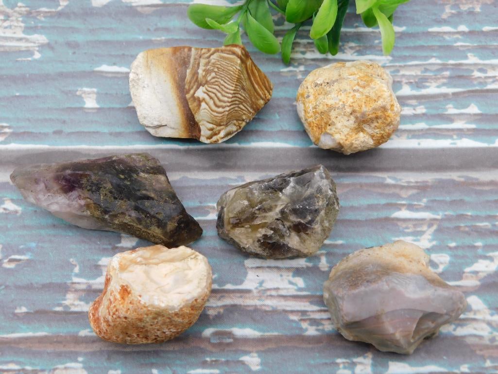 MIXED LOT ROCK STONE LAPIDARY SPECIMEN ASSORTMENT - COLLECTOR MINERAL DISPLAY PIECES
