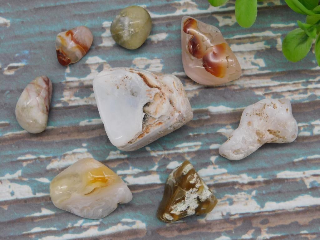 MIXED LOT ROCK STONE LAPIDARY SPECIMEN VARIETY PACK - NATURAL STONES FOR CABBING AND DISPLAY: An assorted mineral lot featuring several natural rock and stone specimens, appealing to collectors who like to browse and pick favorites. A fun addition for a display case or a lapidary work bench. S