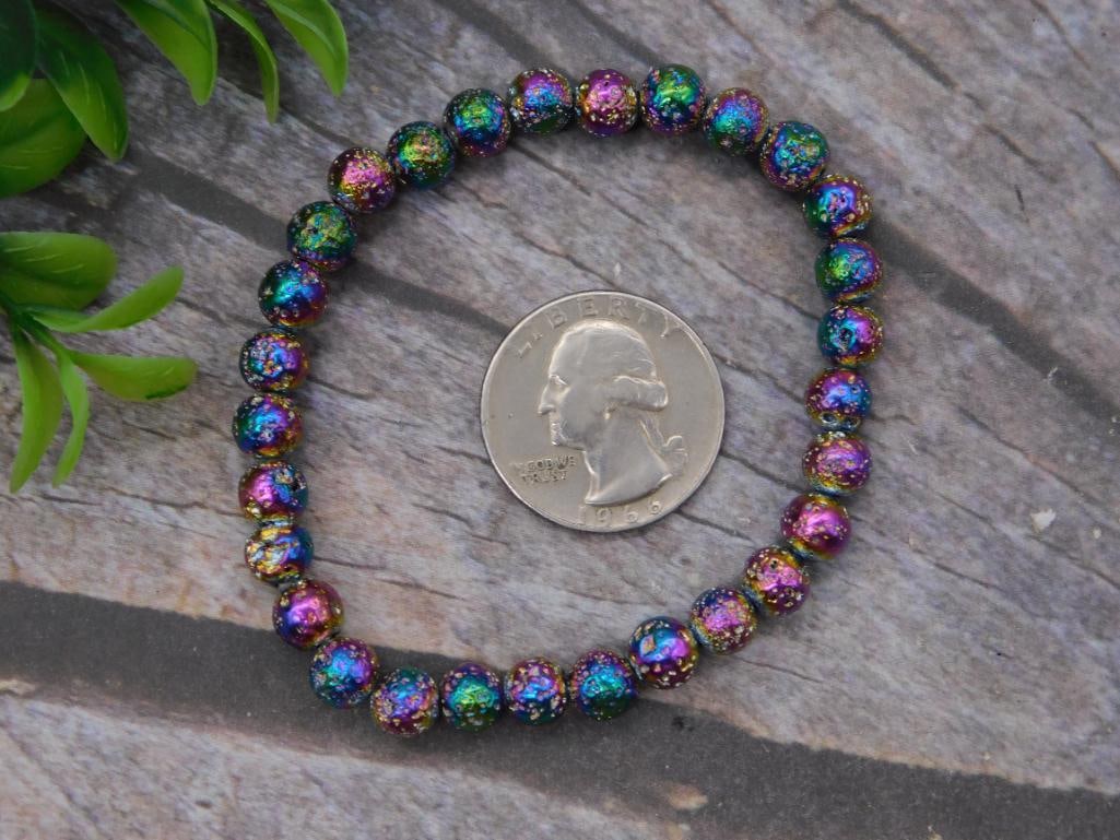 Rainbow Titanium Coated Bead Stretch Bracelet - 2