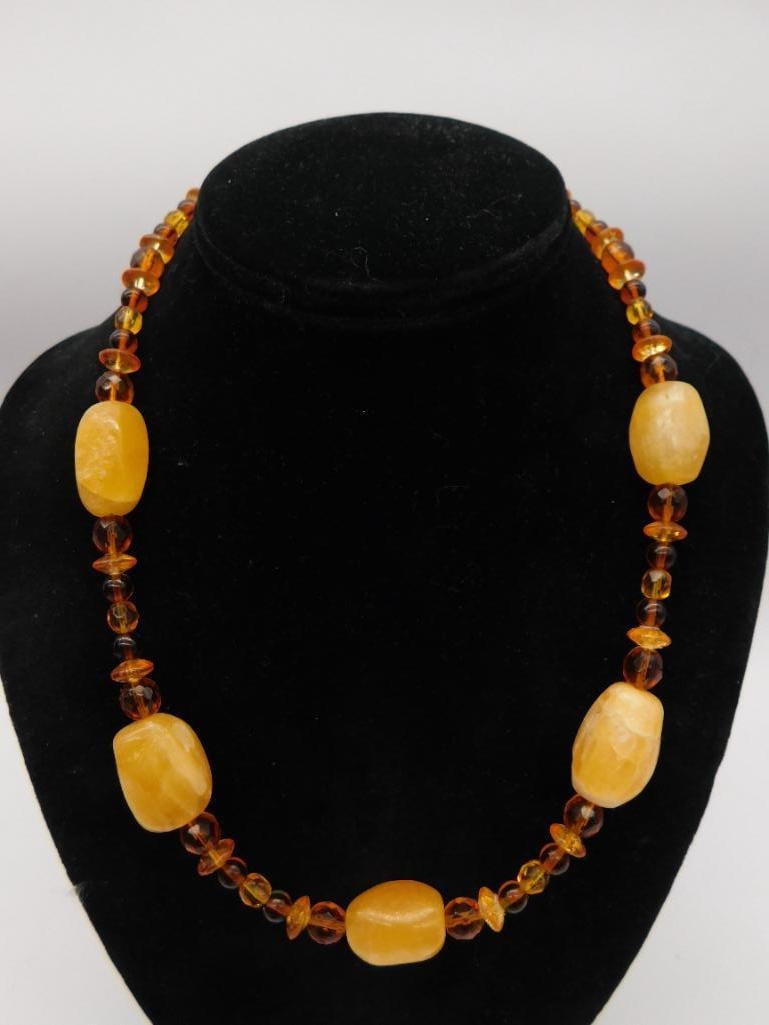 Chunky Amber Tone Nugget Bead Necklace (1 of 2)