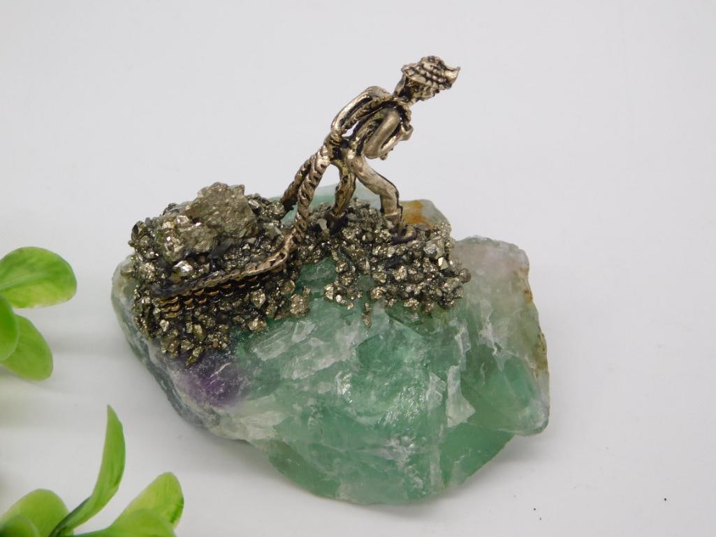 Fluorite Mineral Specimen with Pyrite and Decorative Accent, 87 Grams (1 of 2)