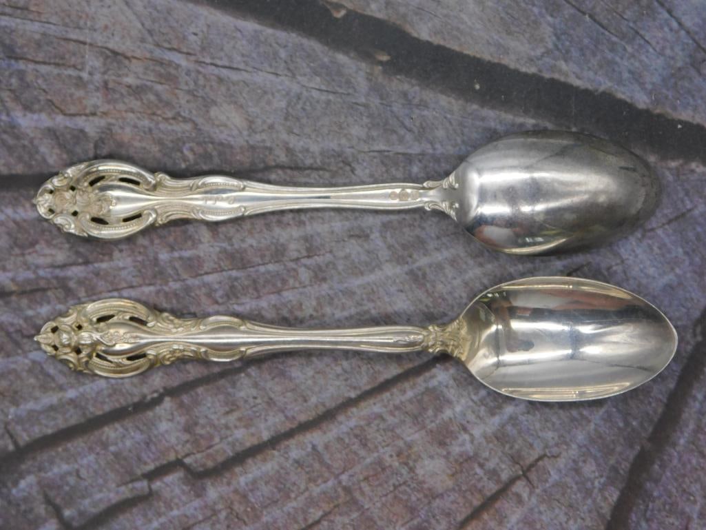 Sterling Silver Teaspoons — Pair of Ornate Pierced-Pattern Spoons (1 of 2)