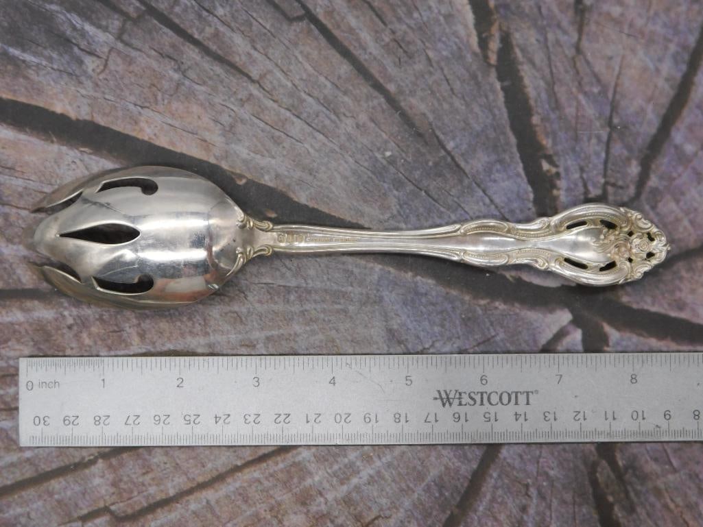 Sterling Silver Pierced Serving Spoon — Gorham Pattern, 8 Inches - 3