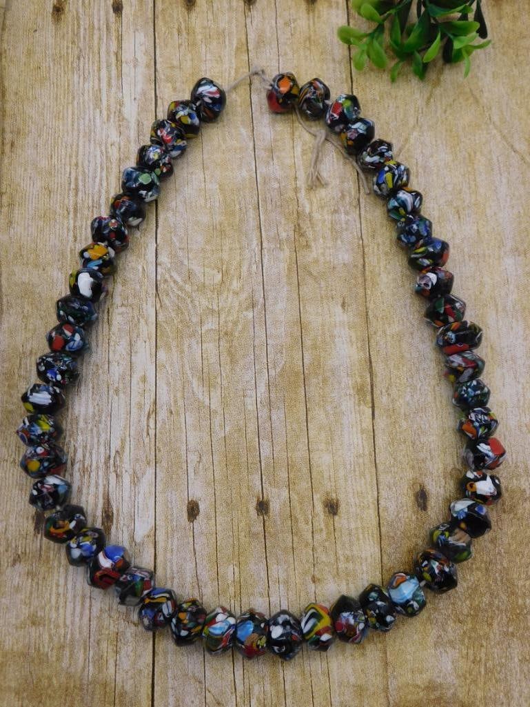 BLACK CANDY GLASS BEADS ROCK STONE LAPIDARY SPECIMEN (1 of 4)