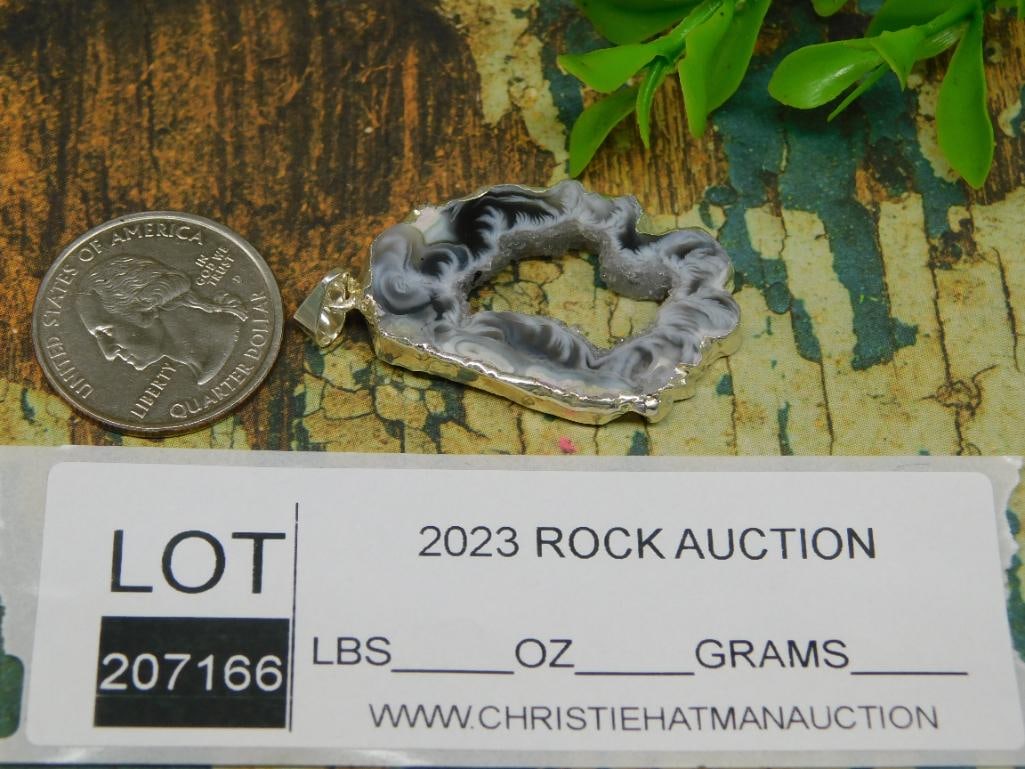 GEODE SLICE PENDANT ROCK STONE LAPIDARY SPECIMEN - 3