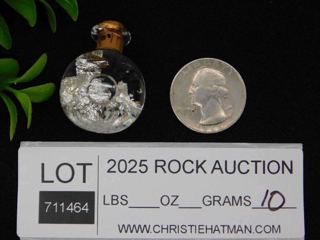 Silver Flakes in Bottle Rock Stone Lapidary Specimen: Silver Flakes in Bottle Rock Stone Lapidary Specimen