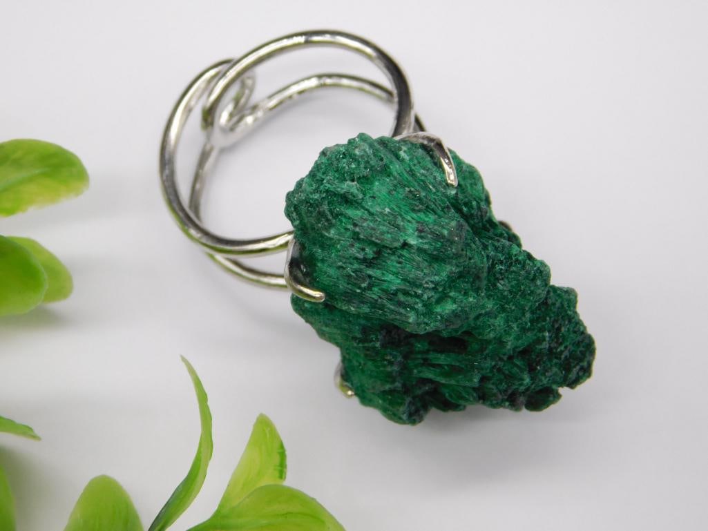MALACHITE ADJUSTABLE RING ROCK STONE LAPIDARY SPECIMEN (1 of 2)