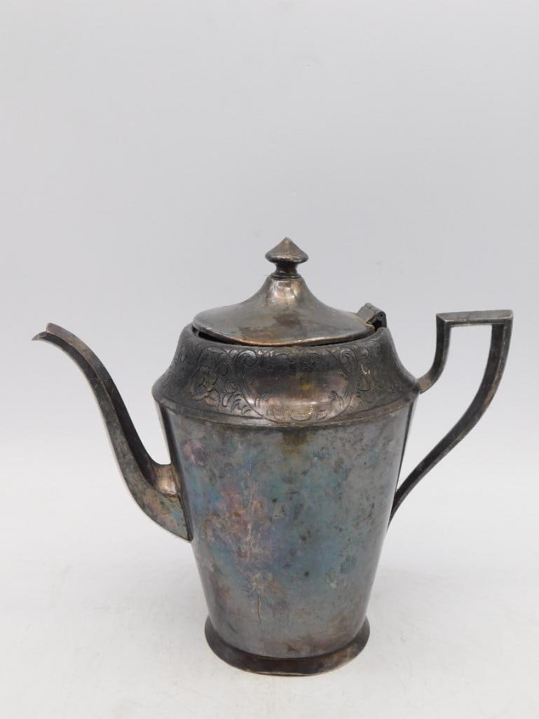 SILVER-PLATED TEAPOT ART DECO SCROLL DESIGN: SILVER-PLATED TEAPOT ART DECO SCROLL DESIGN