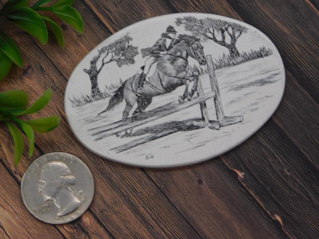 SCRIMSHAW CABOCHON EQUESTRIAN STYLE - 2