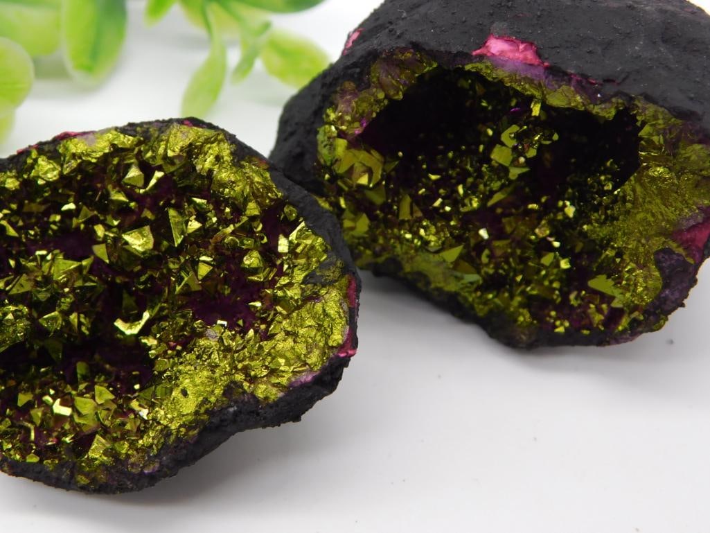 Titanium-Treated Pyrite Geode Pair - 2