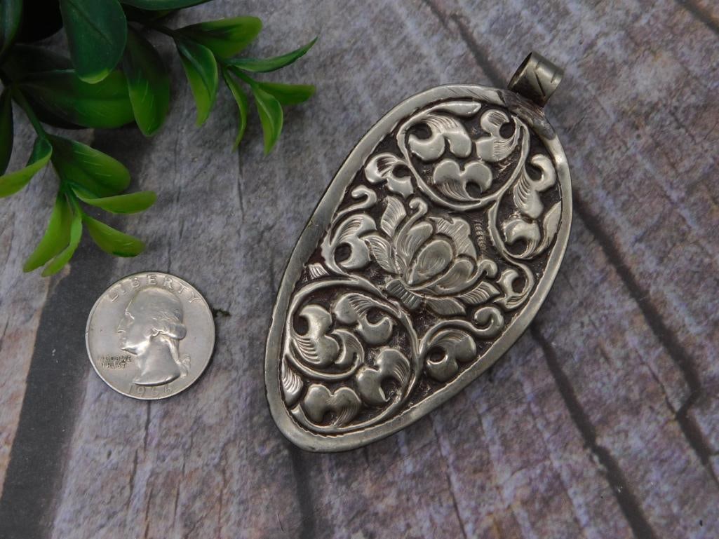 Carved Bone Buffalo Head Pendant - 2