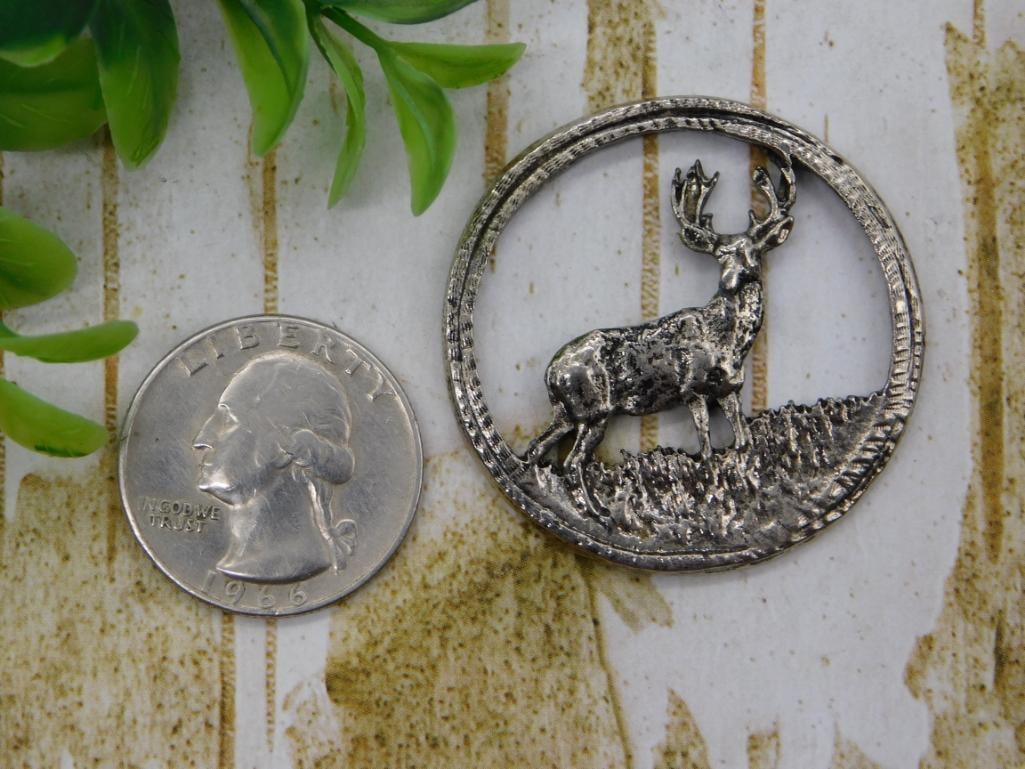 Pewter Stag Deer Medallion - 2