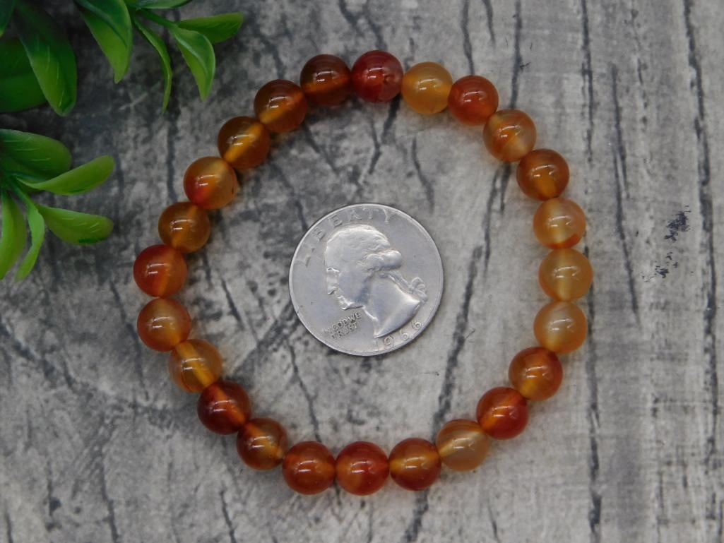 Carnelian Bead Stretch Bracelet - 2