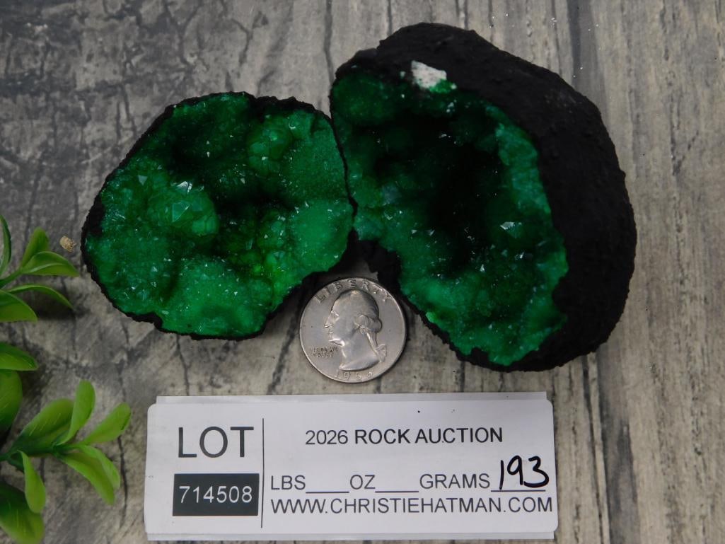 Green Crystal Geode Pair - 2