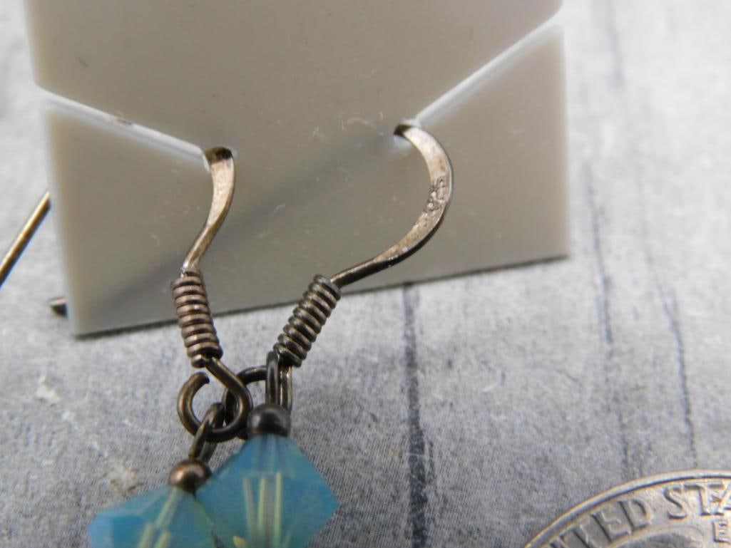 Turquoise and Malachite Dangle Earrings - 2