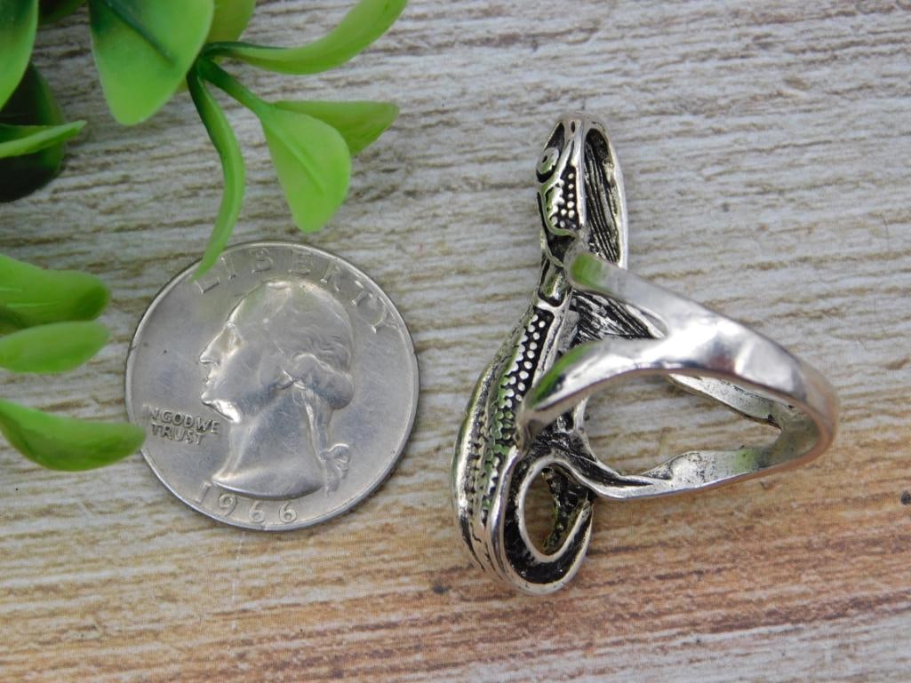 Sterling Silver Coiled Snake Serpent Ring - 2
