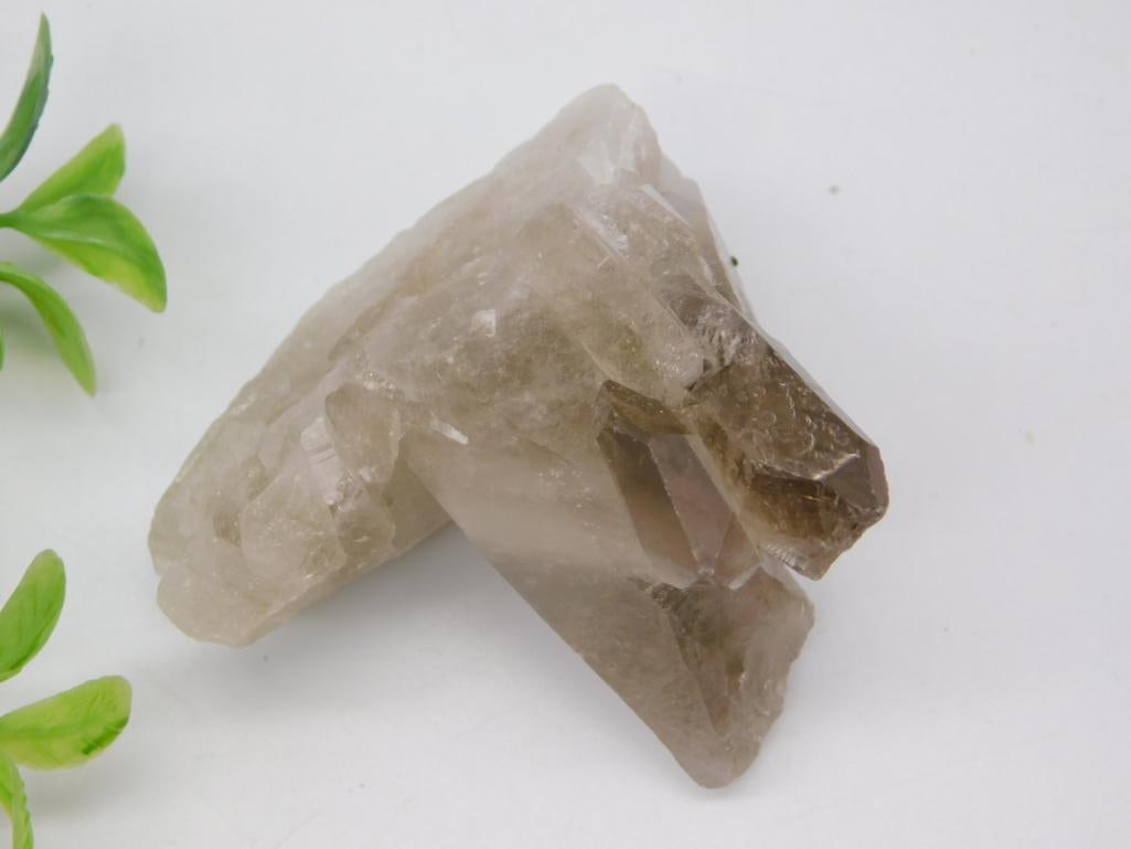 Smoky Quartz Crystal Cluster Specimen: A natural smoky quartz crystal cluster with translucent brown terminated points. 43 grams.