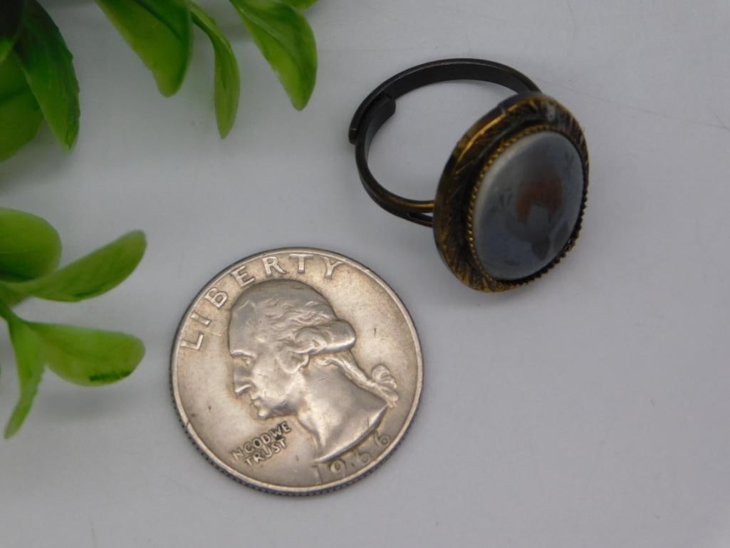 Antique Agate Cabochon Adjustable Ring - 2
