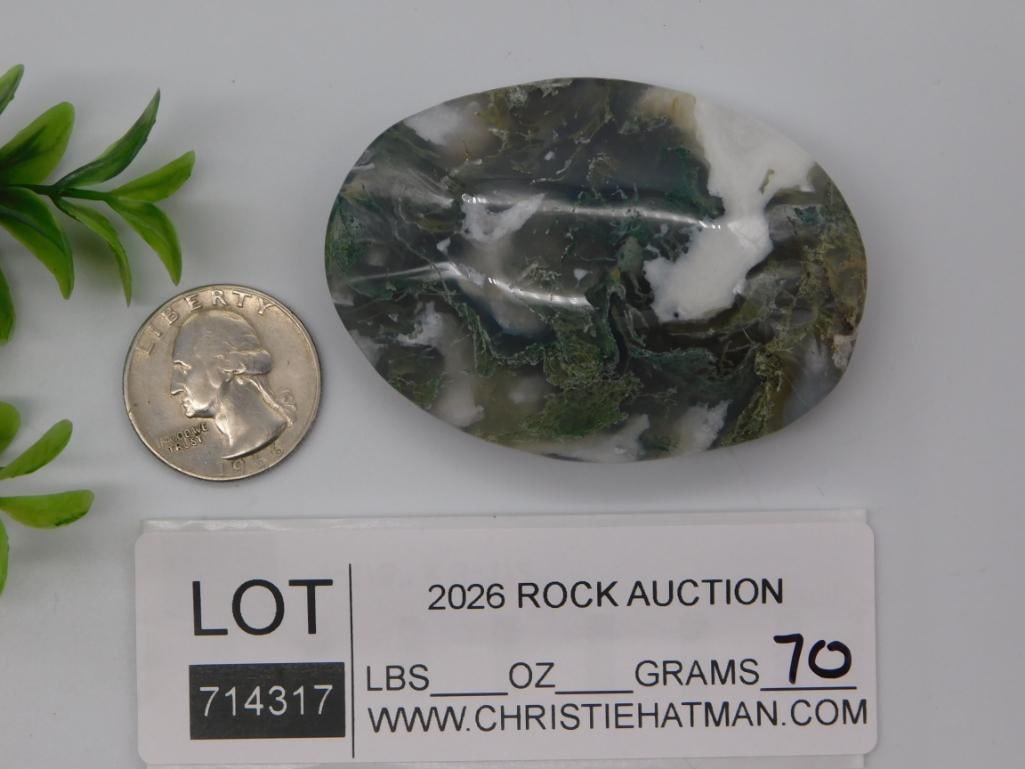 Polished Moss Agate Cabochon Stone - 2