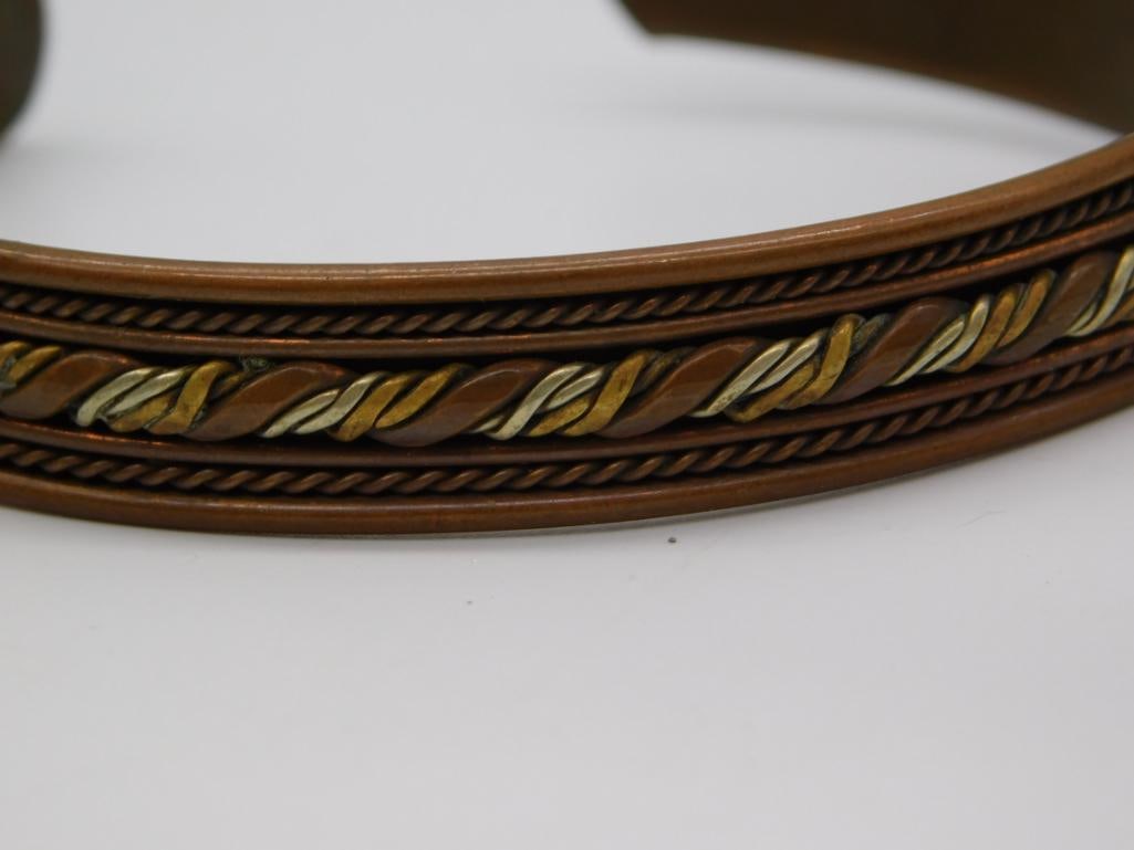 Copper and Brass Twisted Wire Cuff Bracelet - 2