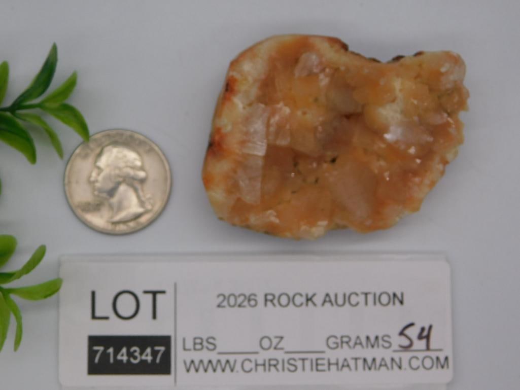 Orange Calcite Druzy Geode Specimen - 2