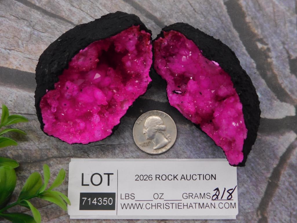 Magenta Crystal Geode Halves - 2