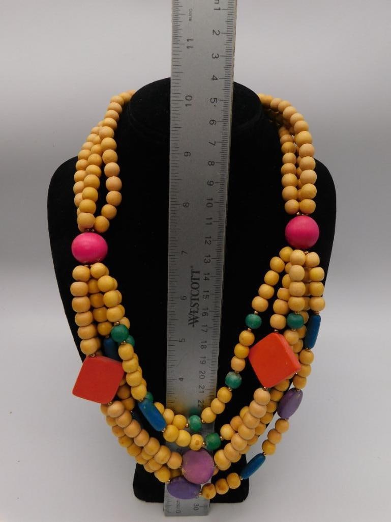 Multi-Strand Wood Bead Necklace - 2