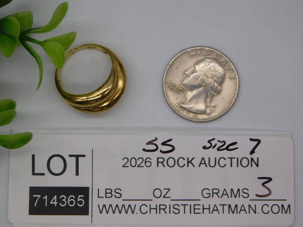 Sterling Silver Ribbed Dome Ring, Size 7 - 3