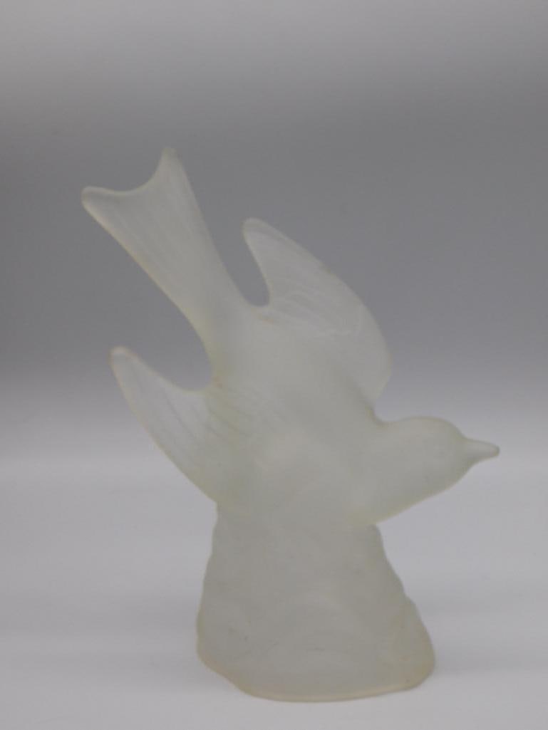 Satin Glass Bird Figurine, Frosted Art Glass Sculpture (1 of 2)