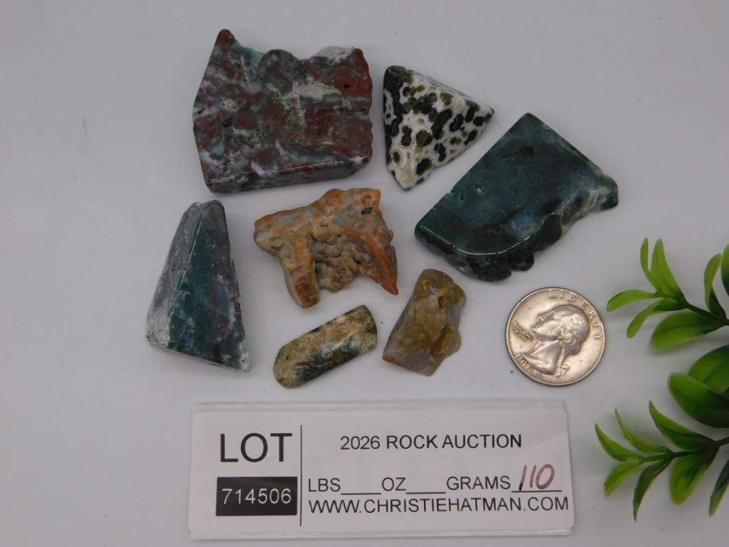 Moss Agate Rough Slab Lot - 2