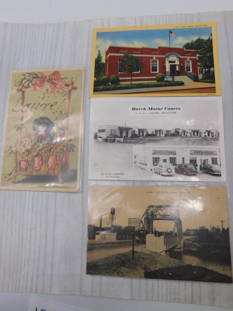 Laurel, Delaware Vintage Postcard Lot: Group of vintage postcards depicting Laurel, Delaware including the U.S. Post Office and Laurel River Bridge.