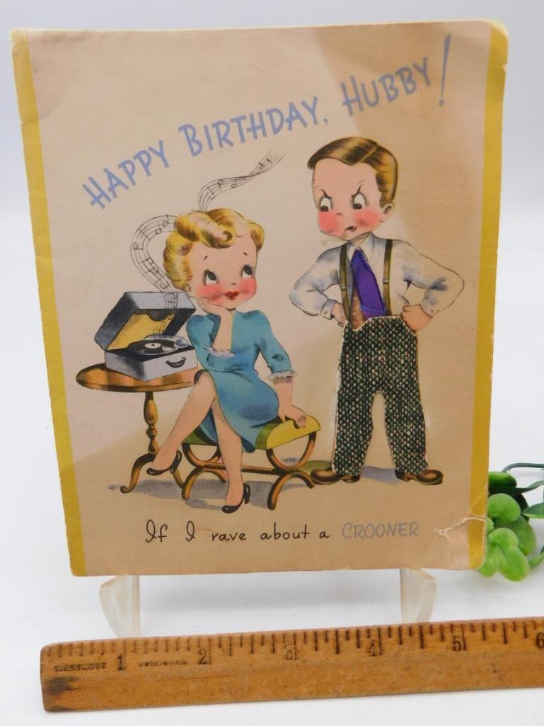 Vintage Happy Birthday Hubby Greeting Card (1 of 2)