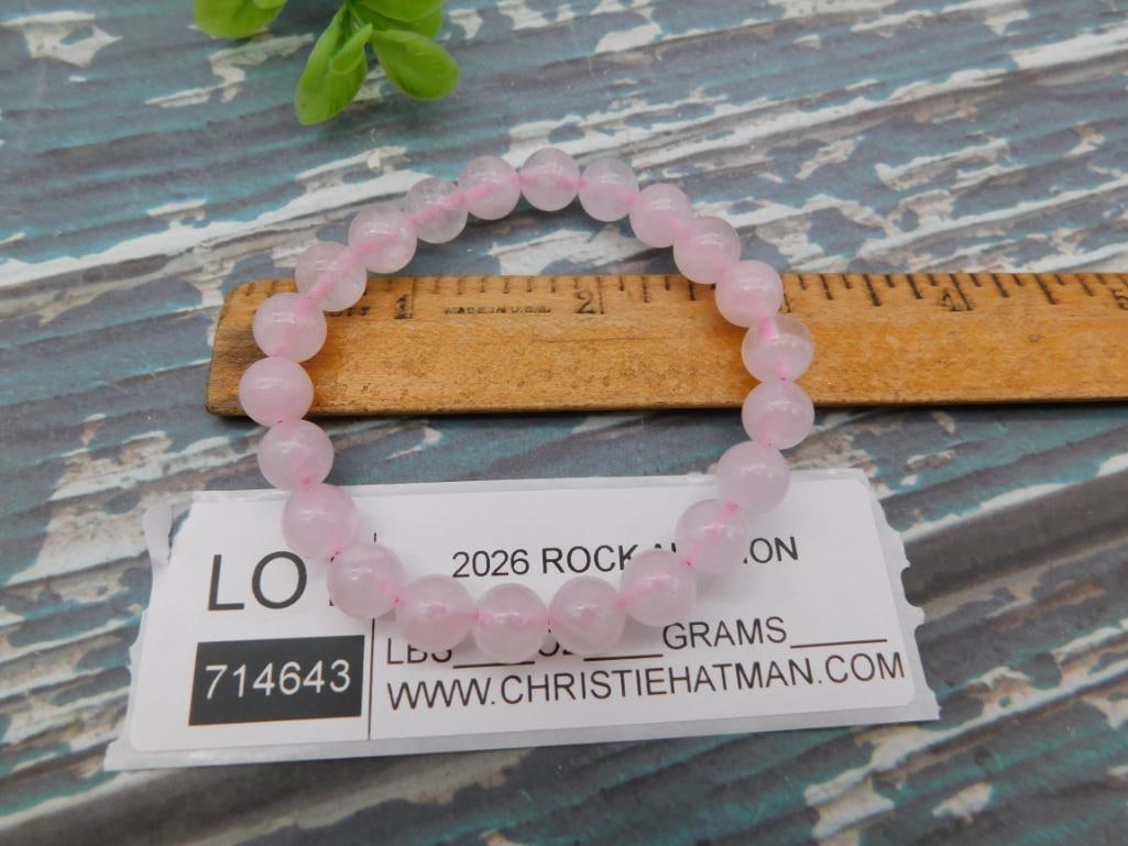 Rose Quartz Beaded Stretch Bracelet - 2