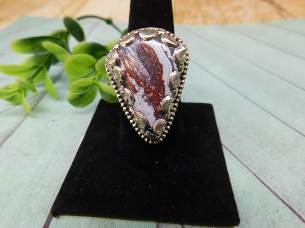 GENUINE STONE ADJUSTABLE RING ROCK STONE LAPIDARY SPECIMEN (1 of 4)