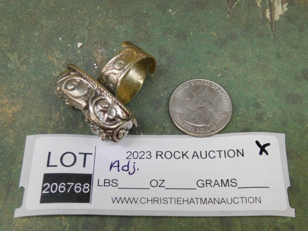 ADJUSABLE PYRITE RING WITH INTRICATE TOOLING - 2