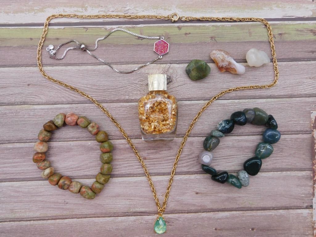 MIXED JEWELRY LOT ROCK STONE LAPIDARY SPECIMEN: MIXED JEWELRY LOT ROCK STONE LAPIDARY SPECIMEN
