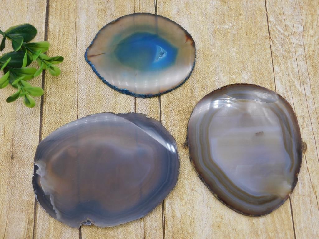 AGATE SLICES ROCK STONE LAPIDARY SPECIMEN: AGATE SLICES ROCK STONE LAPIDARY SPECIMEN