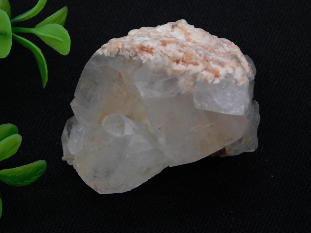 Clear Quartz Crystal Cluster: Natural clear quartz crystal cluster specimen with matrix.
