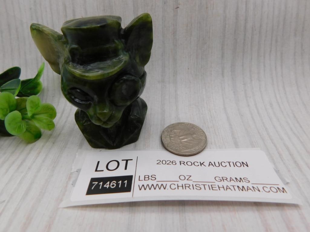 Carved Jade Cat Figurine - 2