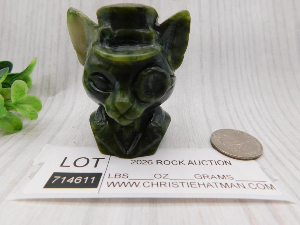 Carved Jade Cat Figurine - 3