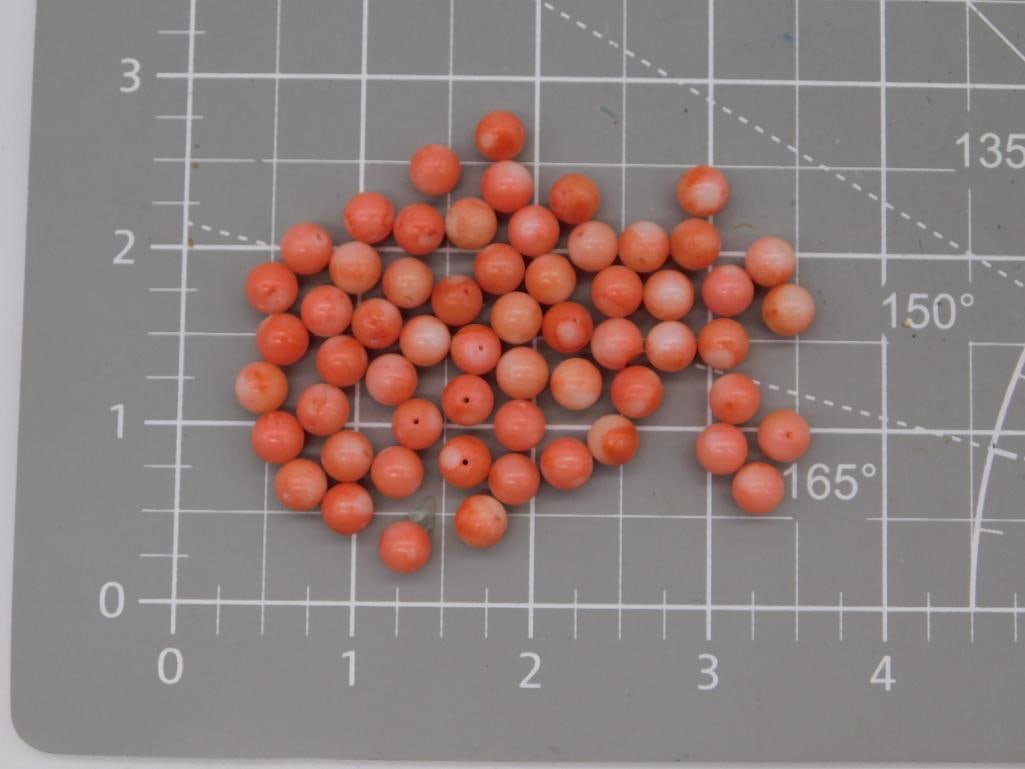Coral-Colored Round Bead Lot - 5