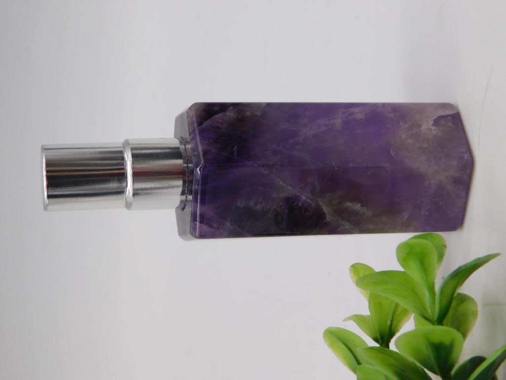 Amethyst Crystal Perfume Bottle with Silver-Tone Atomizer (1 of 4)